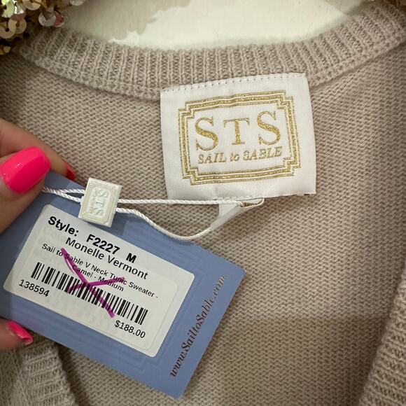 M Sail to Sable Tuckernuck Cream 100% Wool Knit Sweater NWT - Picture 3 of 4